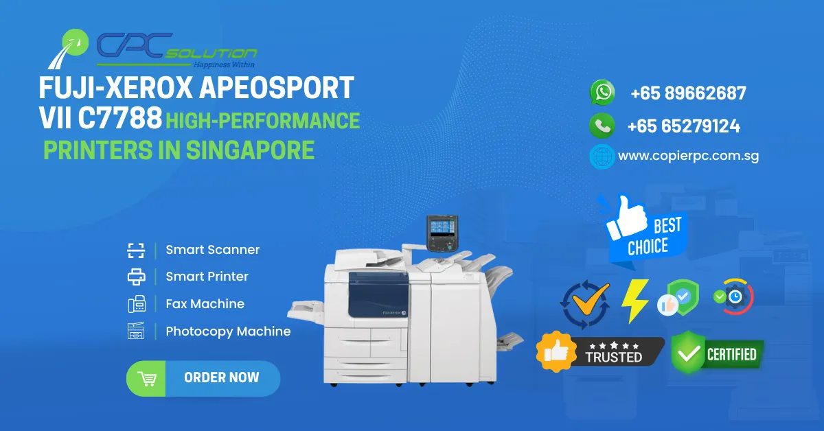 Secure and scalable Fuji-Xerox ApeosPort VII C7788 multifunction printer.